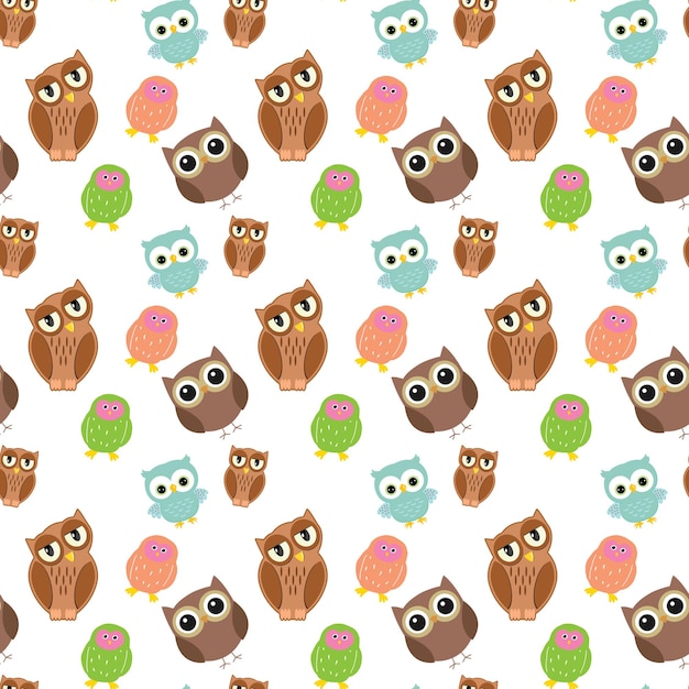Owls Attempt To Fly Seamless Vector Pattern Design 2