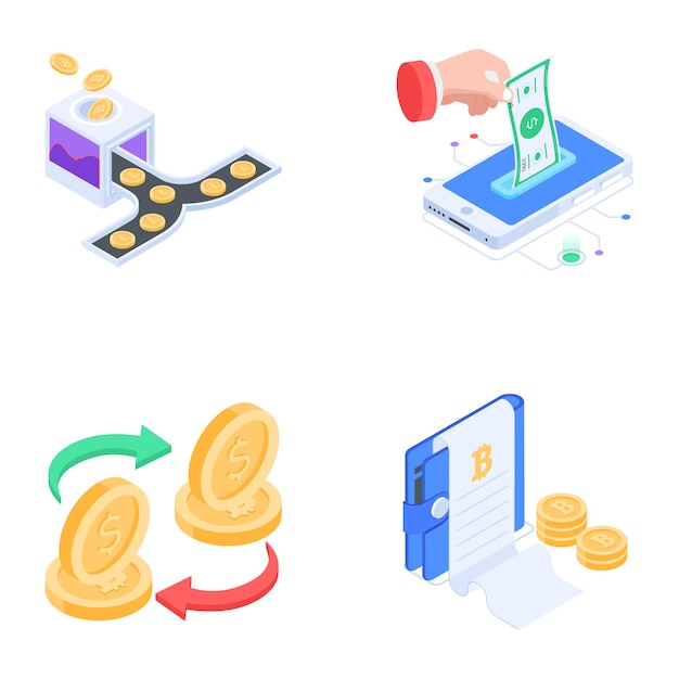 Pack of Digital Payment Isometric Icons