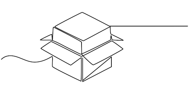 Package Cardboard Continuous Line Icon Vector line image on white background one line packing
