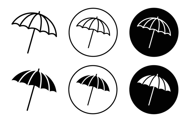 parasol icon Outline flat Icon