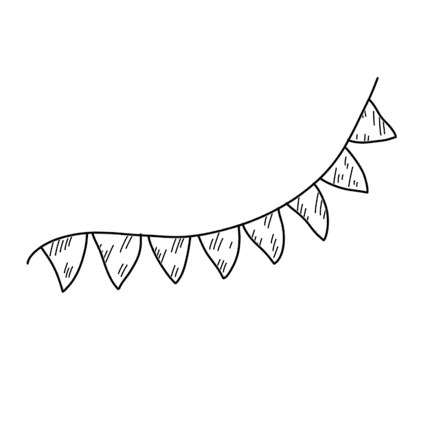 party bunting flags doodle style isolated on withe background