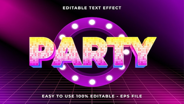 party gradient text style effect template 3D glow light editable text effect