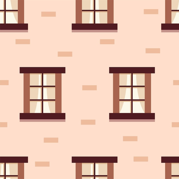 Pattern of cartoon apartment building with windows