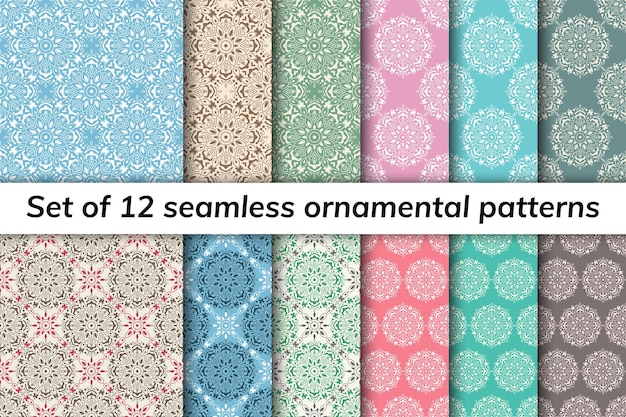 Pattern set arabic indian japanese islamic motifs Collection patterns Mandala seamless pattern Ethnic bohemian background Cute paper background Abstract flower