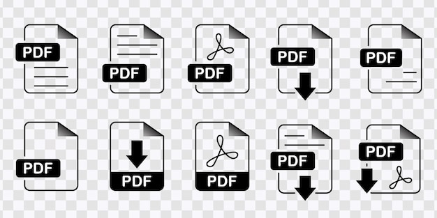PDF download icons for text image and vector formats