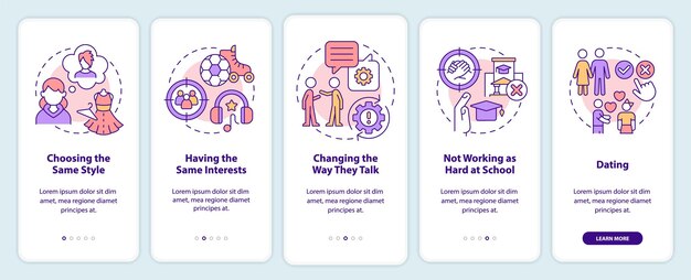 Peer pressure on teens onboarding mobile app screen