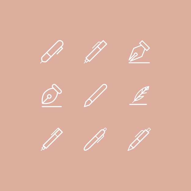 Pen icons set vector simple illustration