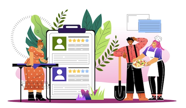 People of different profession Mand and women with hobbies Gardener cook and architect or engineer Profession and occupation Flat vector illustration