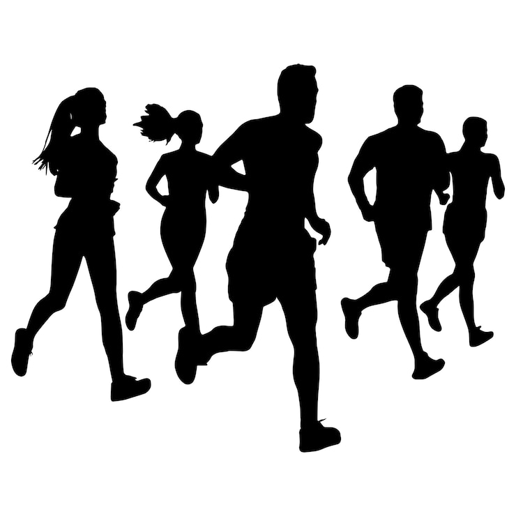 Vektor people running silhouette isolated black on white background vector illustration