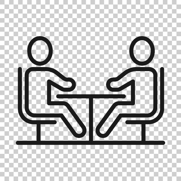 people with table icon in flat style teamwork conference vector illustration on white isolated background speaker dialog business concept