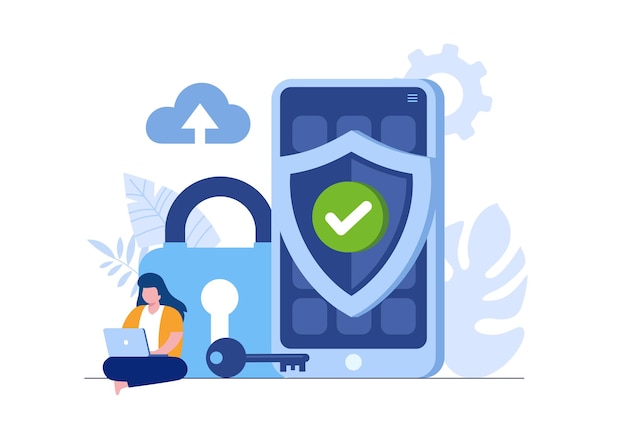 personal data security, cyber data security online concept illustration, internet security or information privacy. flat vector illustration banner &amp; protection
