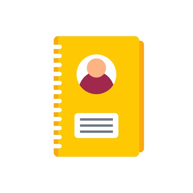 Personal information notebook icon Flat illustration of personal information notebook vector icon isolated on white background