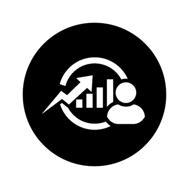 Personal statistics analysis icon Black vector graphics