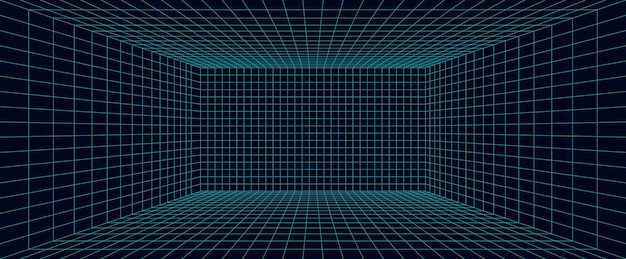 Perspective grid background Empty futuristic digital box room