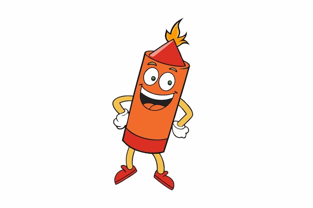 Petarda Frankie Zlomyslná postava petardy s hravým výrazem Vektorová ilustrace