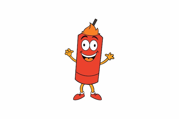 Petarda Frankie Zlomyslná postava petardy s hravým výrazem Vektorová ilustrace