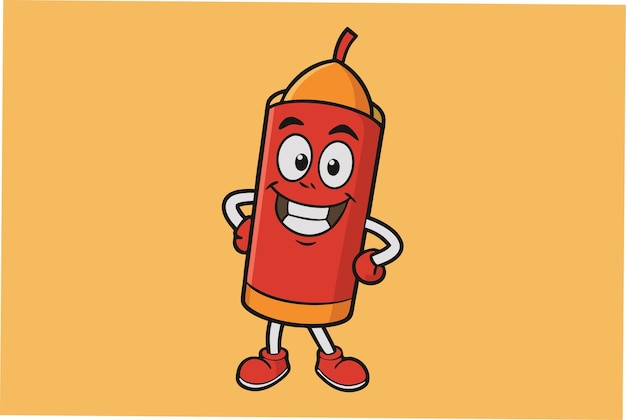 Petarda Frankie Zlomyslná postava petardy s hravým výrazem Vektorová ilustrace