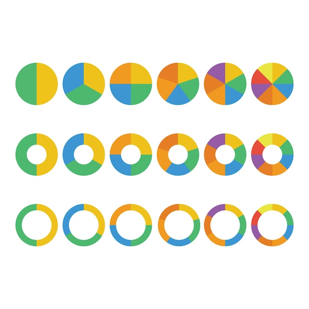 Pie and donut chart illustrations for business and finance