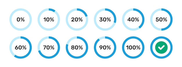 Pie chart circle loading and progress vector illustration.