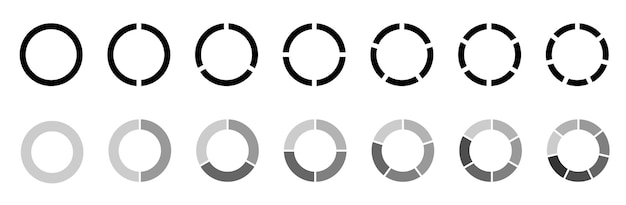 Pie charts diagrams Set of circles Infographic element round shape Vector illustration