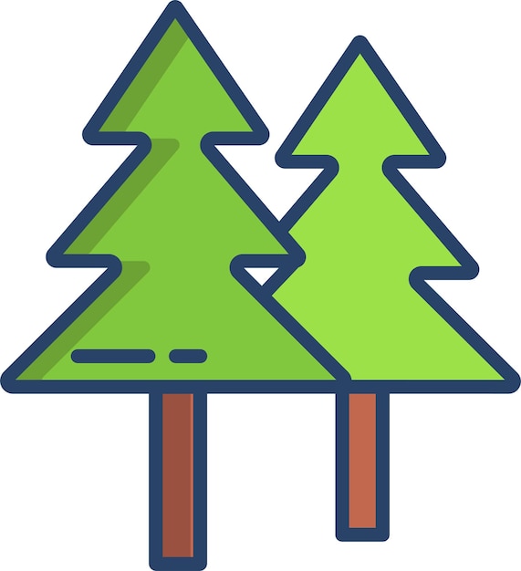 pine treesolid linear color vector illustration