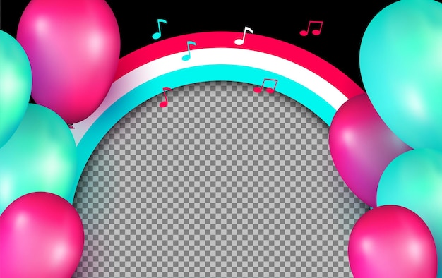 pink and cyan balloons vector with shape with space for own photo premium vector