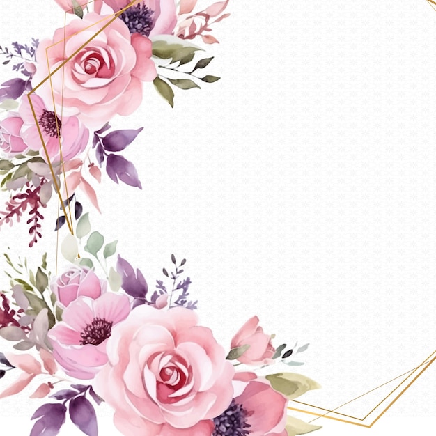 pink elegant watercolor background with flora and flower