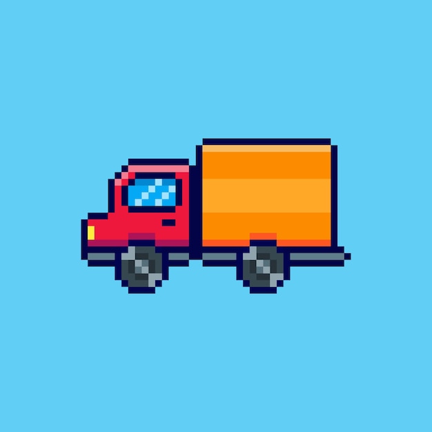 Pixel art Delivery Truck game asset design