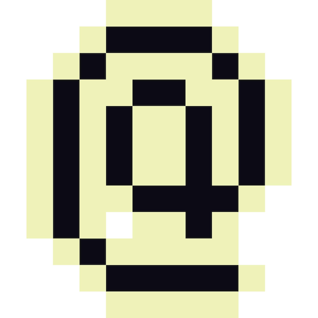 Pixel art monochromatický symbol @ pro obchodní použití