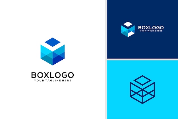 Pixel box isolated logo design concept Hexagonal technology logo vector design template