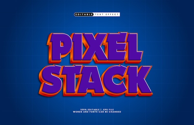 pixel stack editable text effect with a game and kids text style