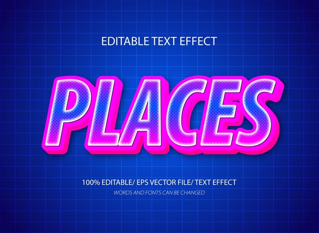 Places 3d editable text effect template