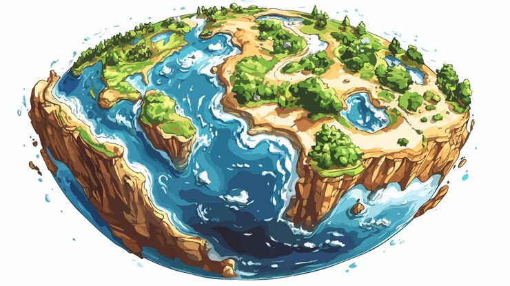 Vektor planet earth in line art style vector cartoon image