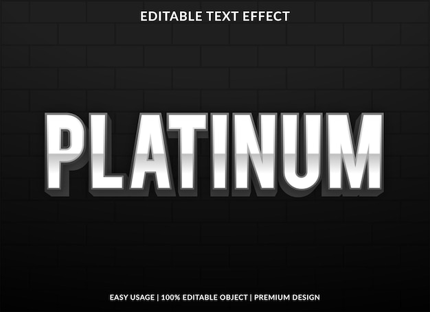 platinum text effect editable template premium style