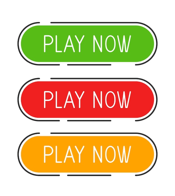 Play Now Buttons Vector clipart isolated on white background