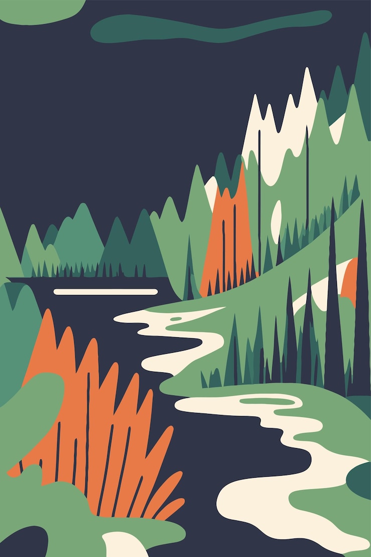 Vektor plitvice lakes national park croatia mountain river waterfall nature landscape