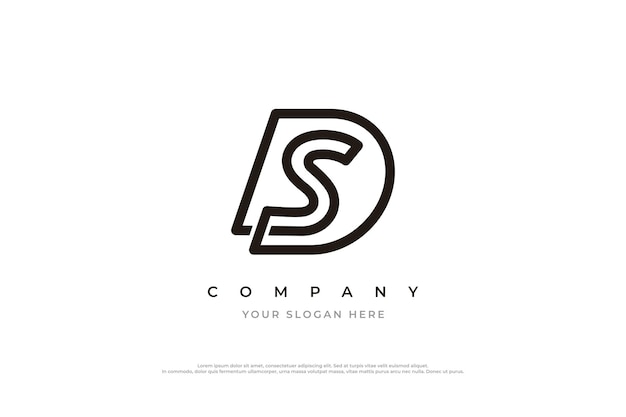 Počáteční písmeno SD nebo DS Monogram Logo Design Vector Template