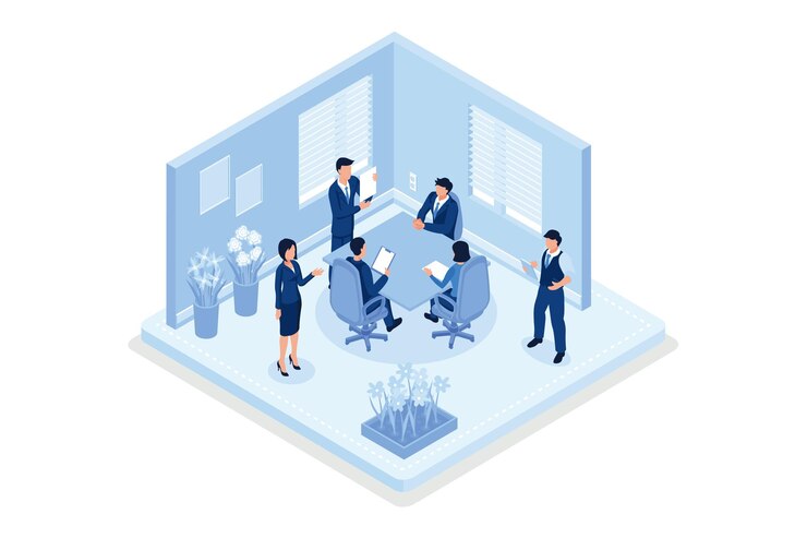 Podnikatelé v coworkingovém prostoru. Podnikatel a podnikatelka pracují, diskutují