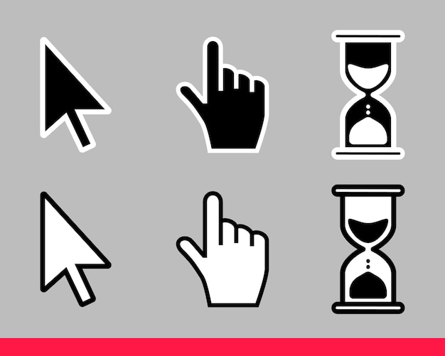 pointer hand arrow and hourglass loading clock mouse cursors icon sign