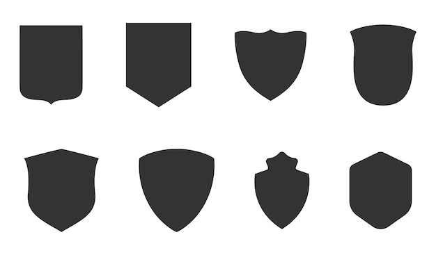 Police badge shape Vector military shield silhouettes Security patches isolated on white background