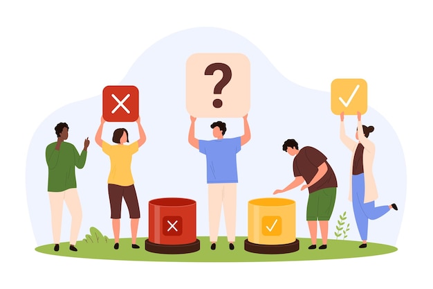 poll test with choice options tiny people choose between positive and negative answer