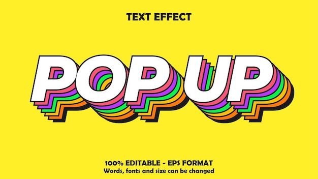 Pop Up 3d Colorfur Vector Text Effect