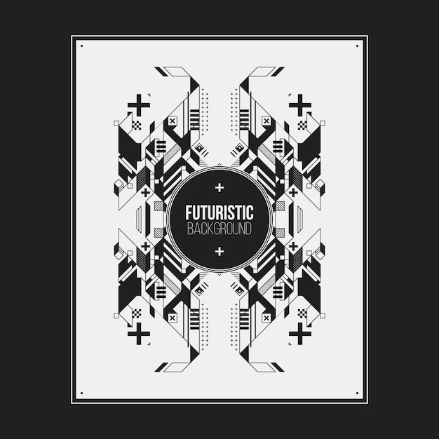 Poster/print design template with symmetric abstract element on white background. Useful for book and magazine covers.