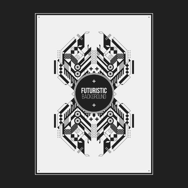 Poster/print design template with symmetric abstract element on white background. Useful for book and magazine covers.