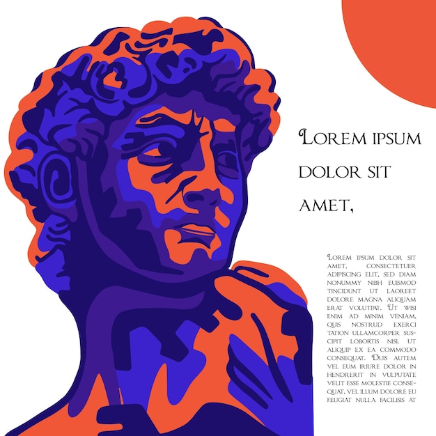 potrait statue pop art digital wpap design poster