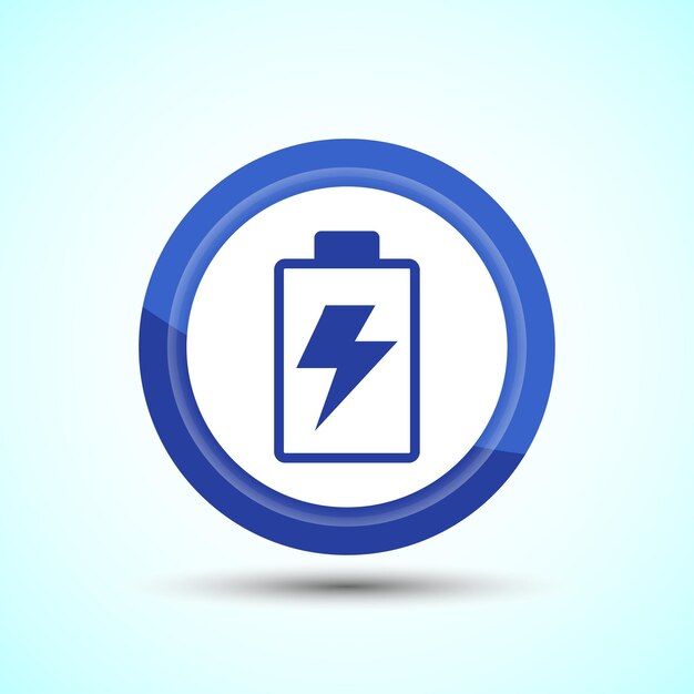 Power Battery Icon Design Illustration Icon For Web and mobile application Blue Color Button