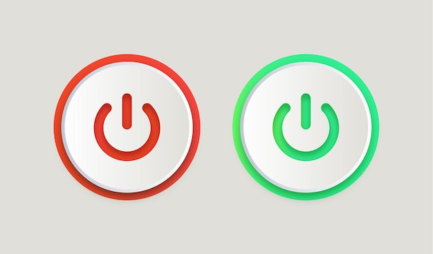 power switch button with turn on off icons and shut down symbols