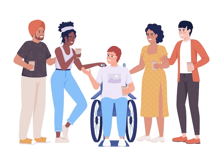 Vektor přátelská komunikace, 2d vektorová izolovaná ilustrace