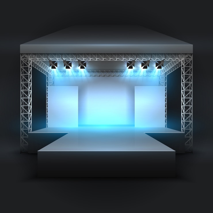 Vektor prázdné pódium hudební show s bodovým osvětlením