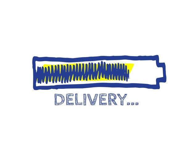 Preloder Illustration Infographic Element with 90 Complete Indicator Website Sketch Bar with Adjustable Fill Part Delivery Progress Bar Status Courier Service Vector Hand Drawn Loader